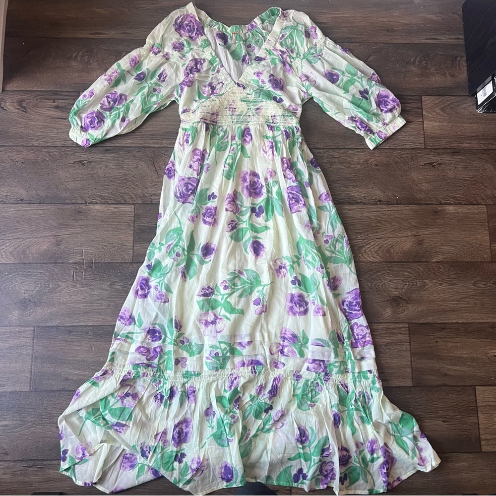 Free People Women's Golden Hour Maxi Dress Floral Green Size Medium NWOT